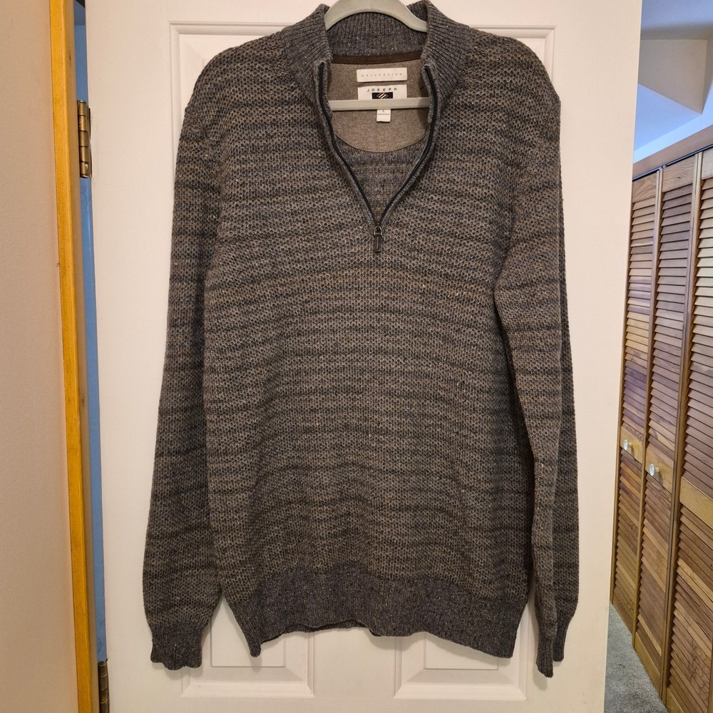 Made in Italy Joseph Aboud Collection Quarter Zip Sweater Wool Blend Marled Knit